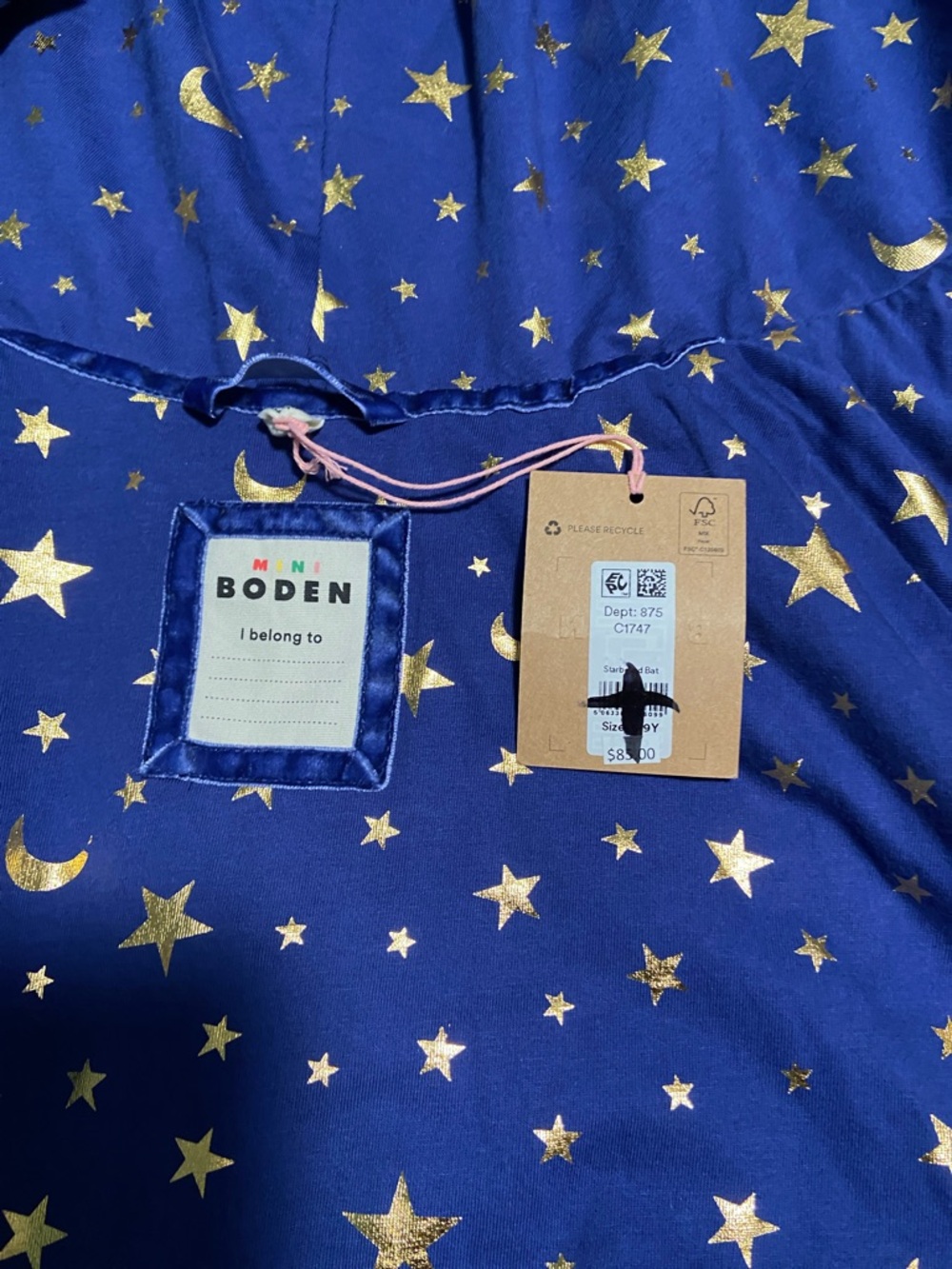 Mini Boden Starboard Bat Hooded Cape - Picture 5 of 6